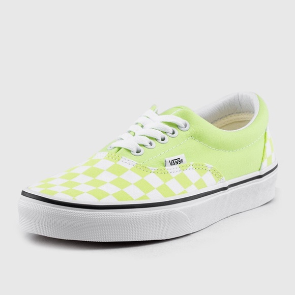 vans lime green checkerboard